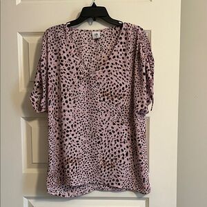 CAbi Pink and Black Spotted Blouse